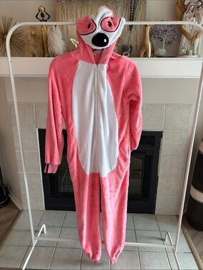 Pink Animal Onesie with Hood and White Belly